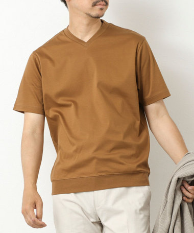 ［WEB限定 SPECIAL PRICE！］《ビジカジ対応》シルケットスムース Vネック ドレスTシャツ 25SS