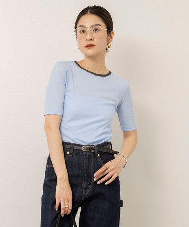 【MAQWEL/マクウェル】ウォッシャブルバックリボン五分袖プルオーバー