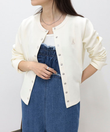 ドット釦ポンチカーディガン