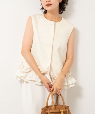 【美品】NOLLEY'S sophi ジレ　アイボリー セール 10%OFF】ウォッシャブルダブルクロスジレ(506078825