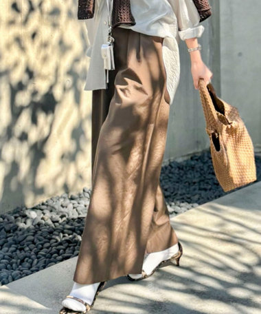 ウォッシャブルエクセルテックタンブラー2タックワイドパンツ