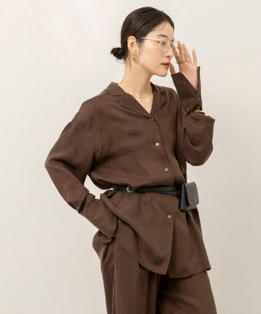 《セットアップ対応》【MAQWEL/マクウェル】ウォッシャブルサテンシャツ