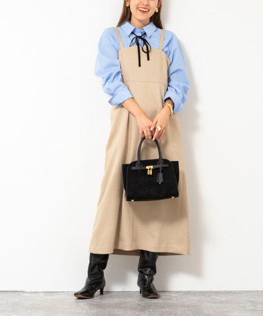 ［WEB限定 SPECIAL SALE！］ウォッシャブルウール調ストレッチキャミワンピース