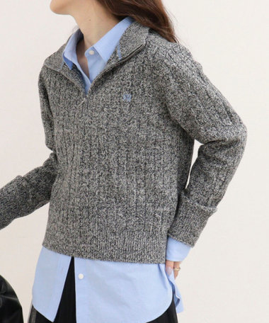 ［FREDY＆GLOSTER限定 TIME SALE！］FR刺しゅうケーブル柄ハーフZIPプルオーバー