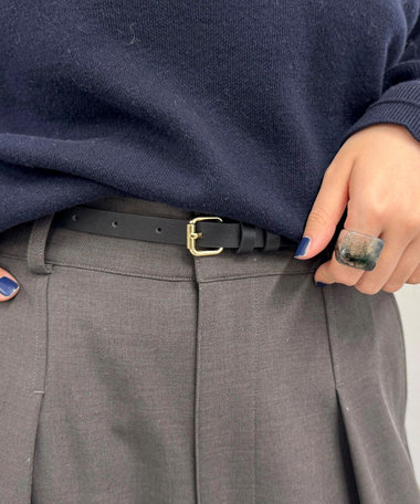 スクエアバックルスリムベルト