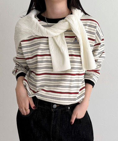 【GEVACO/ゲバコ】ボーダー天竺ベーシックロングスリーブTシャツ