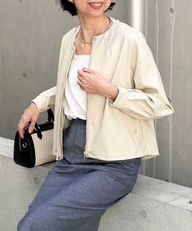 マット＆ソフトフェイクレザーブルゾン