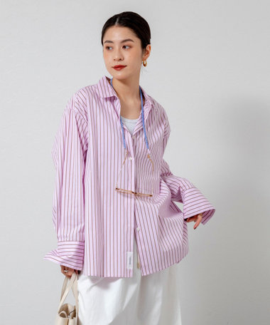 【MAQWEL/マクウェル】ウォッシャブルストライプシャツ