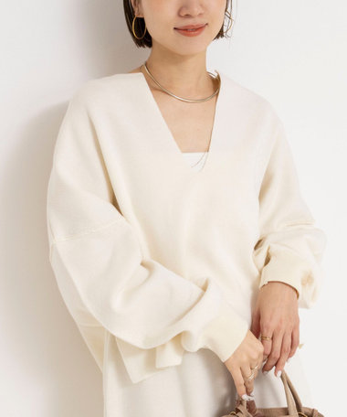 《手洗い可能》《アンサンブル対応》スウェットライクニットプルオーバー