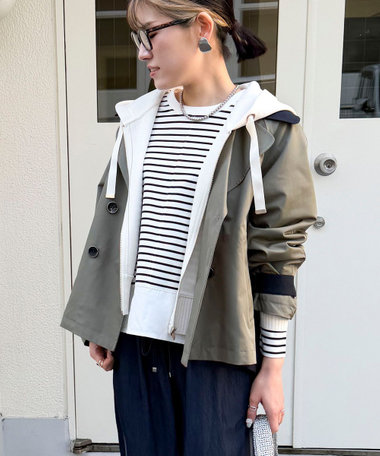 バイカラーショートトレンチコート