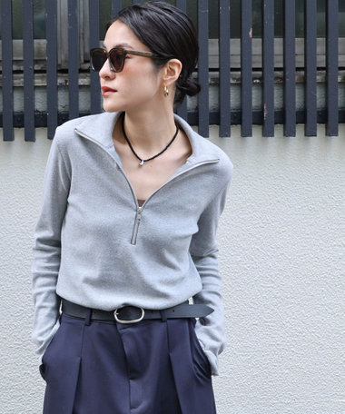 【MAQWEL/マクウェル】COTTON RIBハーフジッププルオーバー