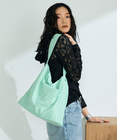 ストライプ/ギンガムワンショルバッグ