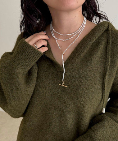 小粒ビーズマンテルロングネックレス