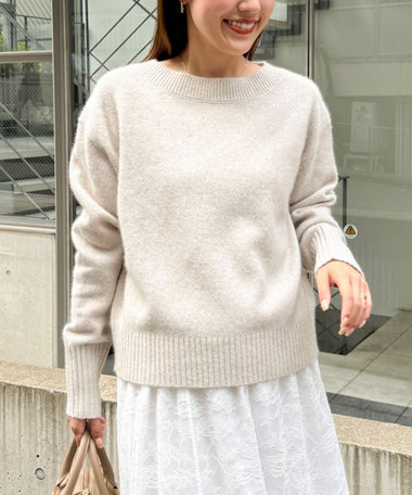 《手洗い可能》へアリーラメボートネックプルオーバー