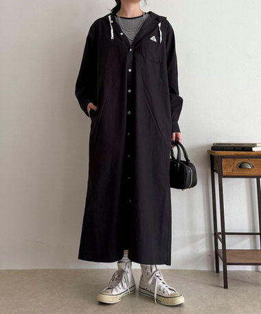 【GEVACO/ゲバコ】フーディーシャツワンピース