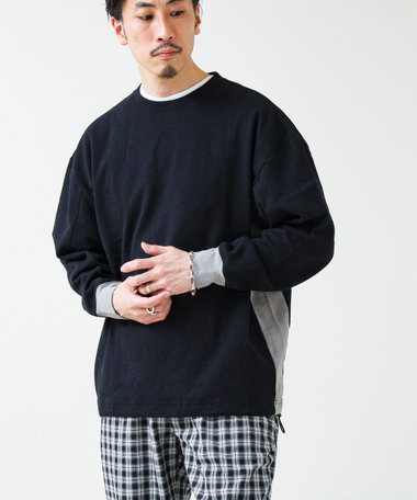 【一枚でサマになる】ブークレ配色ラインプルオーバー