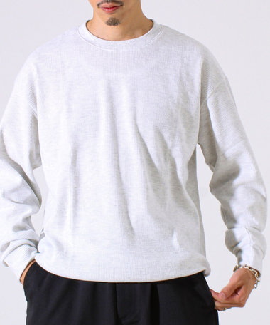 【レイヤードに最適】起毛ワッフル 裾ドロストロンT