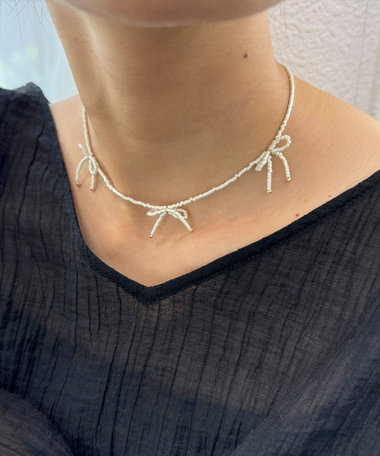 ビーズ3リボンアジャストチョーカー