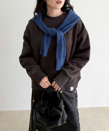 両面起毛モックネックスウェットプルオーバー