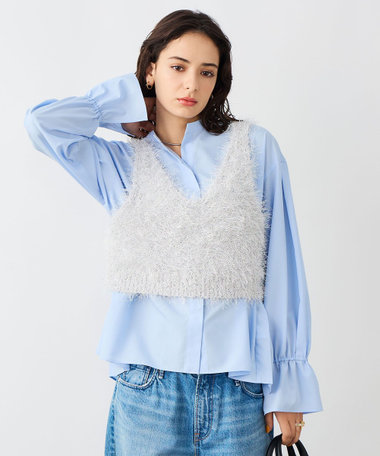 《手洗い可能》ラメシャギー2WAYビスチェ