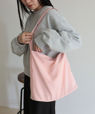 ストライプ/ギンガムワンショルバッグ