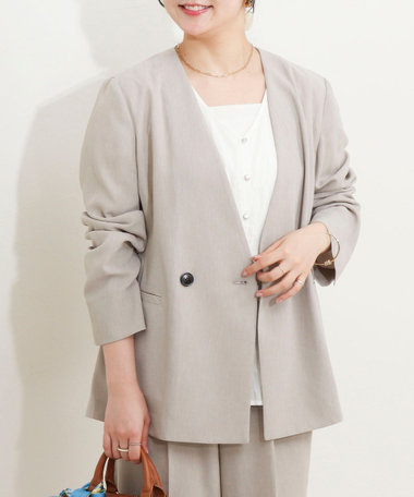 《セットアップ対応》【UVカット・接触冷感】ライトツイルノーカラージャケット