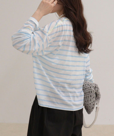 ハートステッチシアーボーダーロンTシャツ