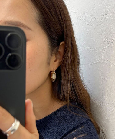 ストーンU字ワンタッチピアス