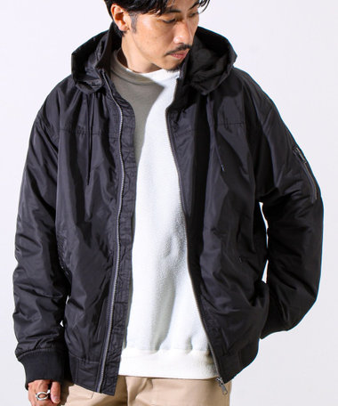 【フード脱着/2WAY】リブスタンドブルゾン