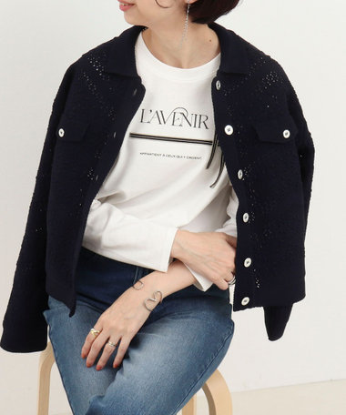 テープ刺繍ロゴプルオーバーカットソー