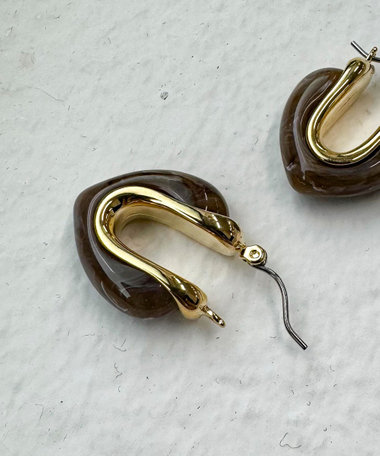 ストーンU字ワンタッチピアス