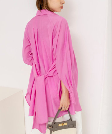ウォッシャブルウエストリボン2WAYロングシャツ