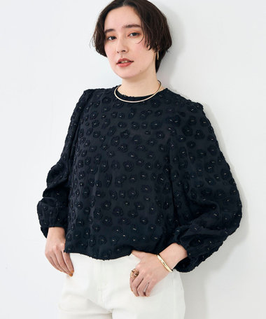 【KIRYU】ウォッシャブル花柄ジャガードブラウス