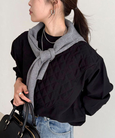 キルティングチュニックブラウス