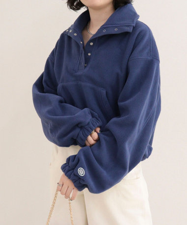［FREDY＆GLOSTER限定 TIME SALE！］【DISCUS /ディスカス】フリースクロップドハーフ釦プルオーバー