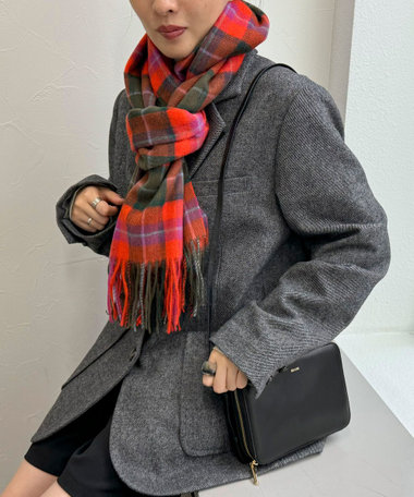 【TWEED MILL/ツイードミル】ウールチェックストール48