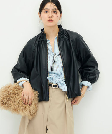 【MARILYN MOON/マリリーンムーン】soft eco-leather blouson別注