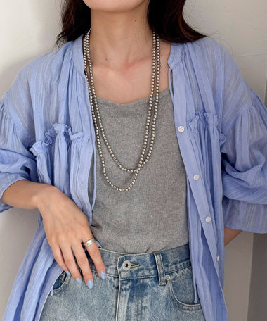 パール／メタルマルチロングネックレス