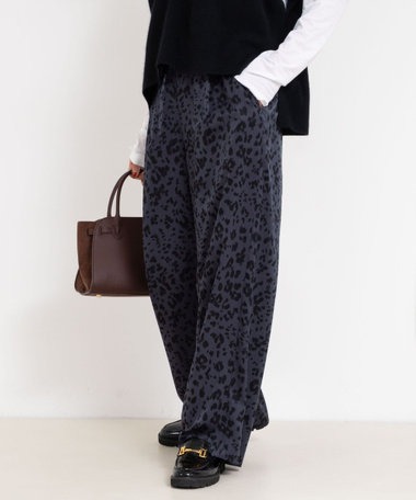 ウォッシャブルレオパードプリントパンツ