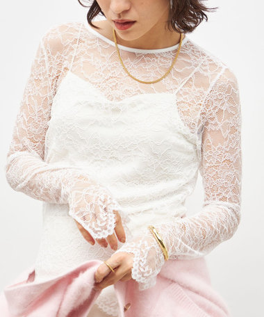 ウォッシャブルラッセルレースＴブラウス