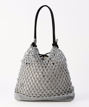 メタリックコードメッシュ編みトートバッグ