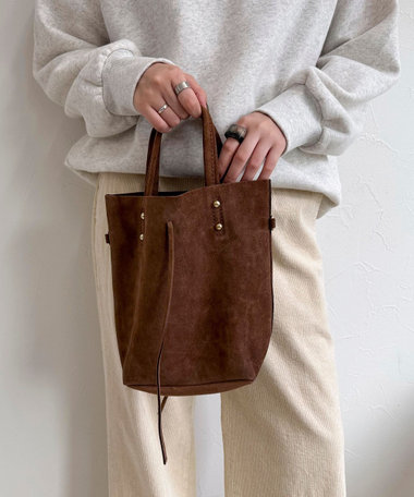 【AULENTTI/オーレンティ】スエードバケツトートチェーンショルダーバッグ