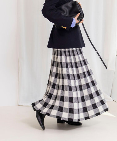 《手洗い可能》チェックニットスカート
