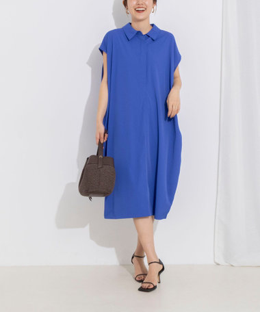 ウォッシャブル襟付きコクーンワンピース