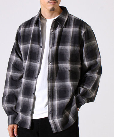 ＜つぶし衿＞U.S.COTTON混 レギュラーカラーチェックネルシャツ