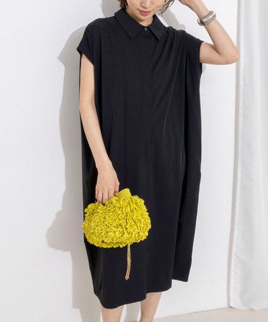 ウォッシャブル襟付きコクーンワンピース