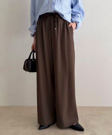 【4サイズ展開/リピーター続出！】とろみツイルストレートイージーパンツ