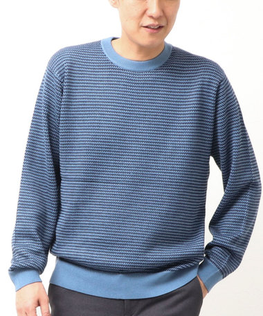 2色引き上げ地柄プルオーバーニット