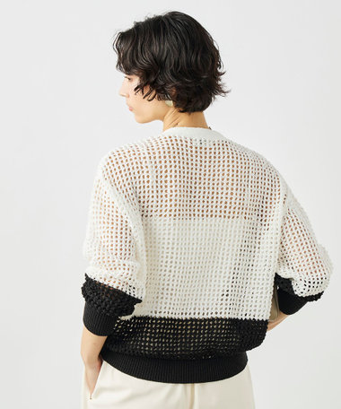 《手洗い可能》テープメッシュ編Vネックカーディガン