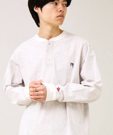 【BOY刺繍】裏グラデーション ヘンリーネック ロンT